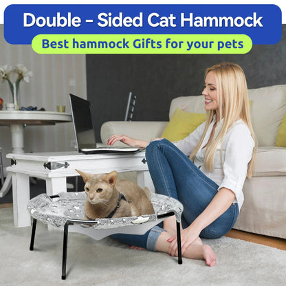 Pomesea Elevated Calming Cat Bed - Glow-in-the-Dark Anti-Anxiety Hammock for Cats and Small Dogs, Soft Indoor Pet Bed