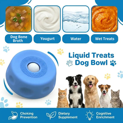 3-in-1 Calming Dog Lick Mat and Slow Feeder Bowl with Interactive Puzzle Toy and Rolling Ball