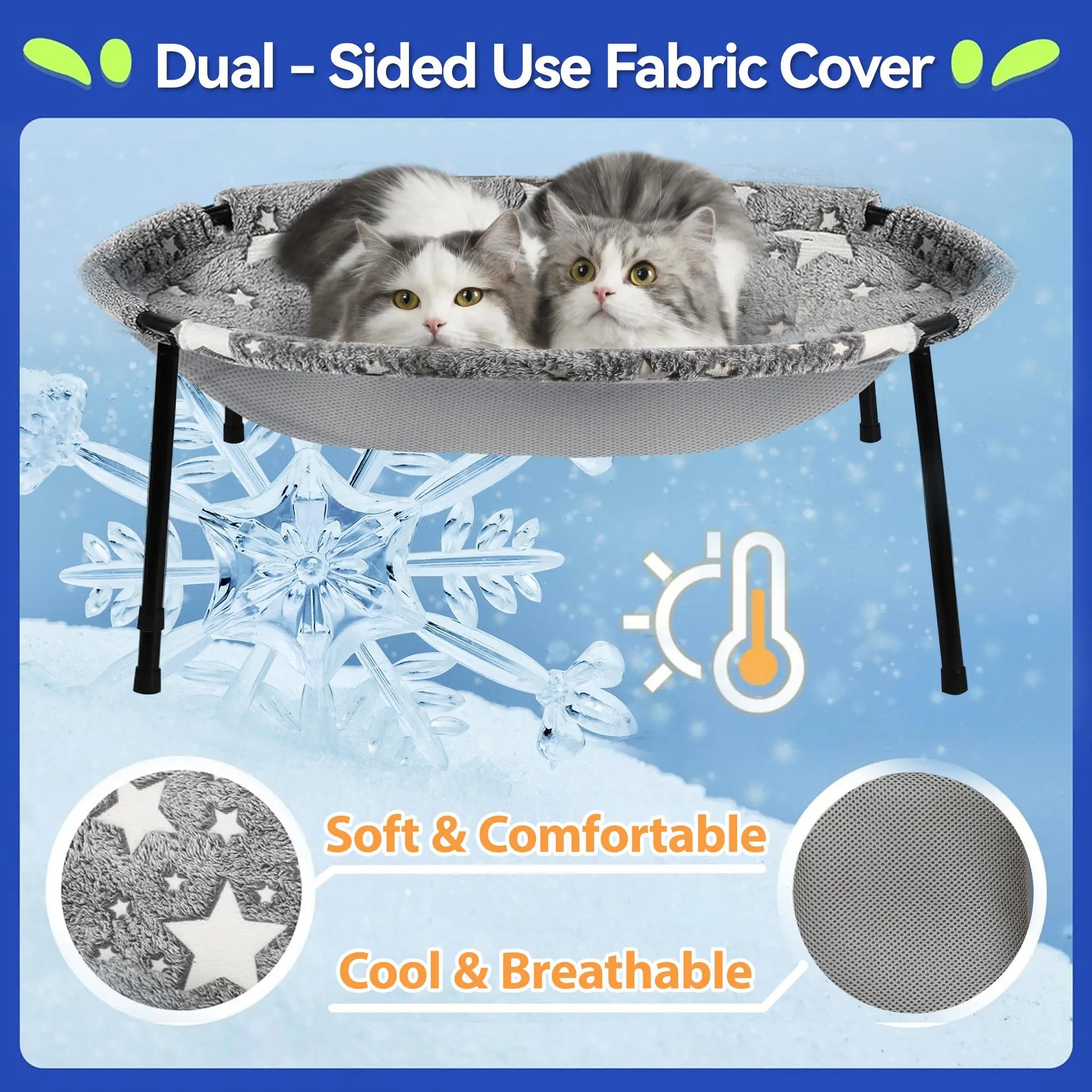 Pomesea Elevated Calming Cat Bed - Glow-in-the-Dark Anti-Anxiety Hammock for Cats and Small Dogs, Soft Indoor Pet Bed