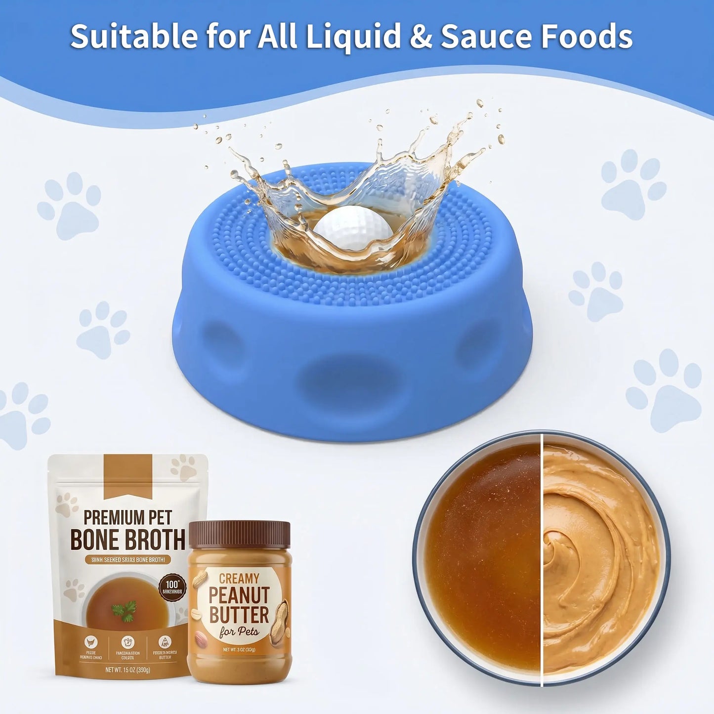 3-in-1 Calming Dog Lick Mat and Slow Feeder Bowl with Interactive Puzzle Toy and Rolling Ball