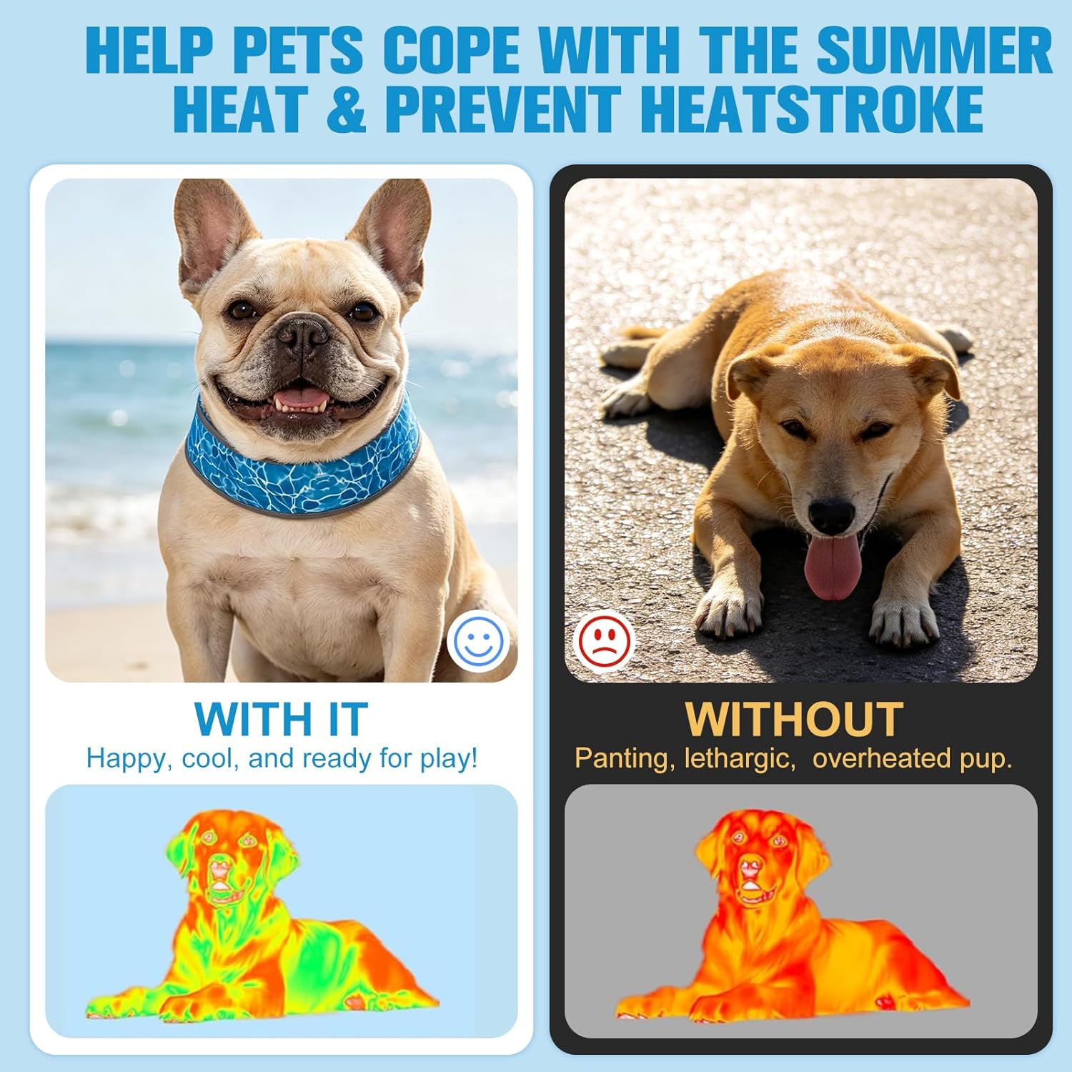 Stay Cool This Summer with Our Adjustable Reflective Dog Cooling Bandana - Perfect for All Breeds!